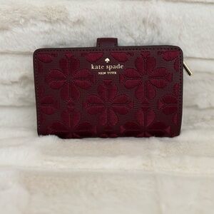 Brand New Kate Spade Flower Wallet - Dark Merlot